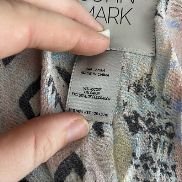 John Mark Embroidered Trim Patchwork Kimono Cardigan XL Blue Black Multi Color - Picture 9 of 11